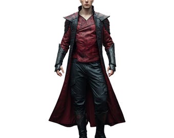 Trench da vampiro in pelle fatto a mano - Cappotto gotico steampunk - Costume da cattivo gotico per Halloween - Costume da cacciatore di vampiri