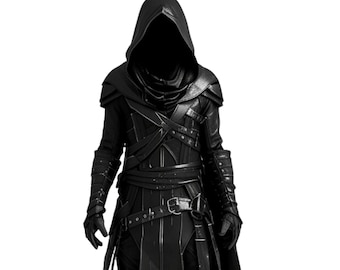 Handmade Black Leather  Hooded Cloak , Leather Cloak for Cosplay, Hooded Cloak Leather, Cloak for Men.