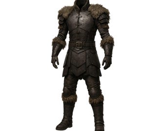 Medieval Nordic Leather Warrior Outfit | Viking Costume with Fur Trim | Fantasy LARP Set for Cosplay Renaissance Fair | Knight Viking Armor