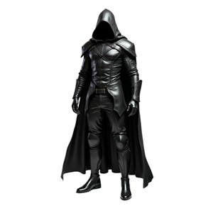 Black Leather Medieval Armour Cloak - Hooded Viking Cloak Costume For Cosplay - Medieval Armor LARP Festival Outfit - Leather Knight Armor