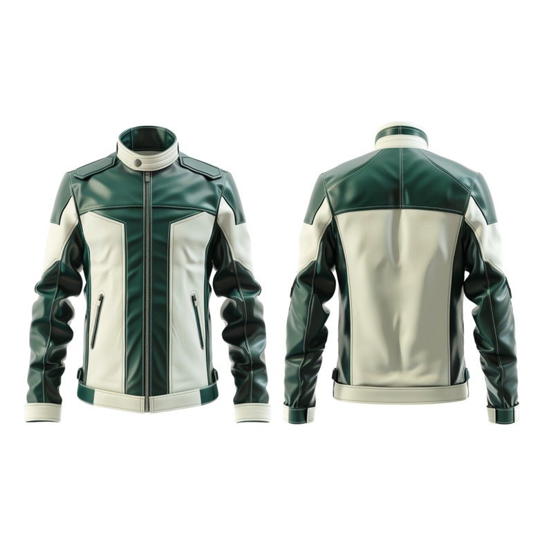 Green and White Men's Racing 100% Genuine Leather Jacket for Men ...