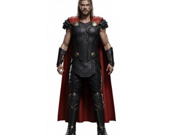 Zwart en rood leren heldenpantser – Handgemaakt cosplaykostuum met dramatische cape, aangepaste LARP- en fantasy-outfit voor Comic Con-evenementen