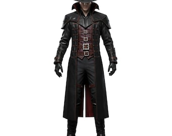 Trench in pelle da cacciatore gotico fatto a mano - Soprabito da cosplay steampunk