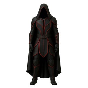 Black & Red Leather Cloak and Armor Suit | Handmade Gothic Leather Armoured Cloak for Cosplay | World War-Inspired Medieval LARP Suit