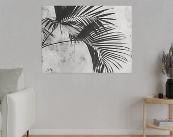 Black and White Style Palm Leaves Art Canvas, Nature, Decor, Gifting Ideas