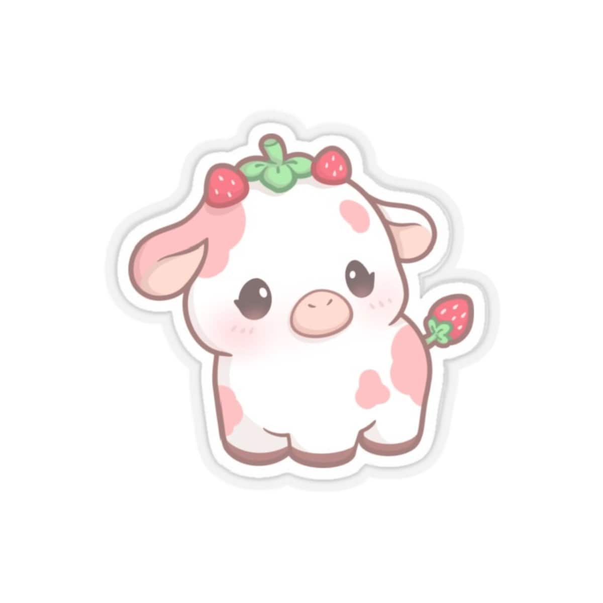 Strawberry Cow Cute Kawaii Sticker Gift for Her, Gift for Him - Etsy