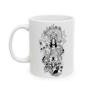Spirited Away Mug - AnimeTattoo Art Ceramic Mug, Gift for Otaku, Cute Japan Animation Coffee Cup, Studio Ghibli Fan Present, Kitchen