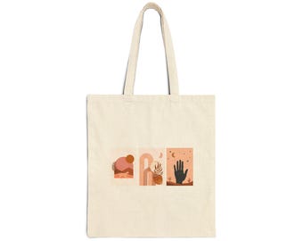 Bolsa de algodón con temática espiritual del desierto, elegante obra de arte excéntrica, montañas, quiromancia, diseño sencillo, regalo para él, regalo para ella