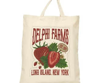 Strawberry Farm Delphi Long Island Cotton Canvas Tote Bag, Regalos para ella
