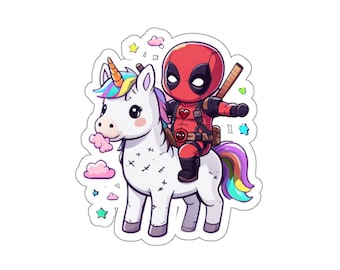 Pegatina de unicornio de Dead Pool, regalo de unicornio divertido y lindo para ella, regalo para él