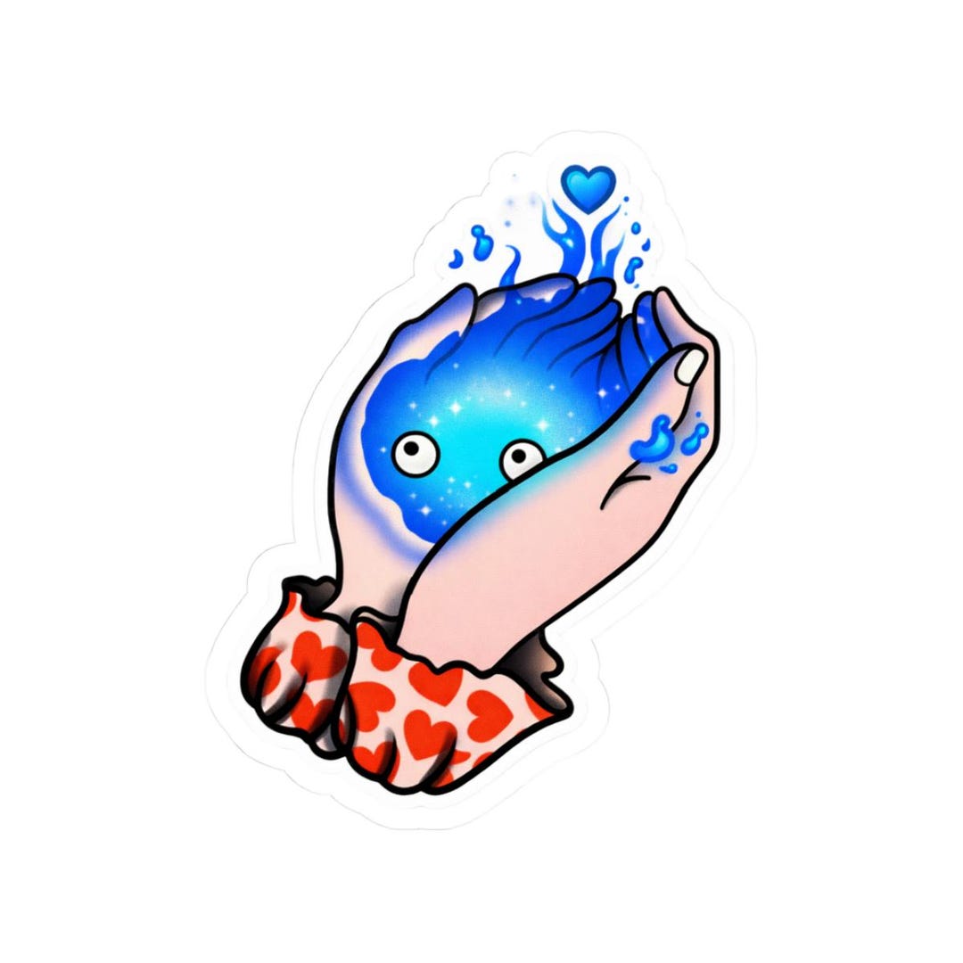 Blue Flame Sticker Howls Moving Castle Fire Demon Sticker - Etsy