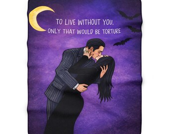Morticia y Gómez / Manta de lana Sherpa / Regalo para él, regalo para ella / La Familia Addams