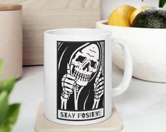 Taza de cerámica Stay Positive, 11 oz
