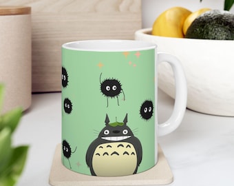 Totoro & Soot Sprite Ceramic Mug, Studio Ghibli Inspired Coffee Cup, Anime Lover Gift, Cute Tea Mug, Kawaii Drinkware, Unique Hot Beverage