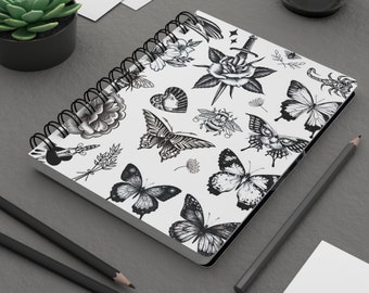 Cuaderno artístico inspirado en tatuajes Diario encuadernado en espiral Regalo para ella Regalo para él