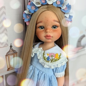 OOAK Paola Reina Doll: Custom Repaint Art Doll with Blue Dress