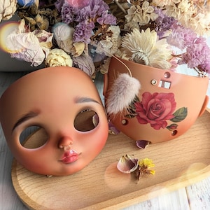 OOAK Custom Blythe Doll Faceplate - Dark Skin TBL