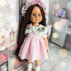 OOAK Paola Reina Doll: Custom Repaint Art Doll, Pink Muslin Dress