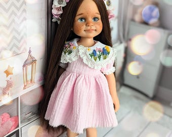 OOAK Paola Reina Doll: Custom Repaint Art Doll, Pink Muslin Dress