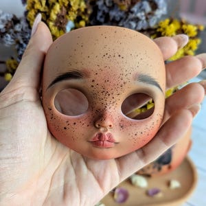 OOAK Custom Blythe Doll Faceplate: Dark Skin TBL Model