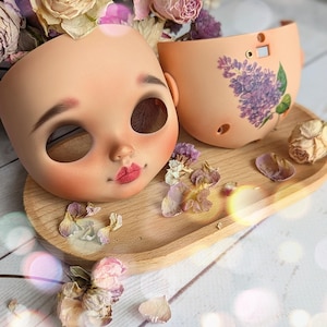 Custom Blythe Doll Faceplate: OOAK Tan TBL Doll Face (Front & Back)