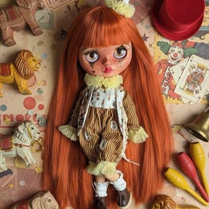 OOAK Vintage Clown Blythe Doll "Ruby" | Custom Circus Blythe Art Doll | Handmade Clowncore Collectible Doll