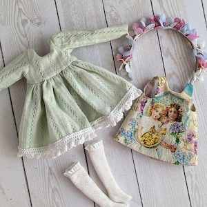 Blythe doll clothes,blythe vintage doll dress,blythe outfit,custom blythe doll,12 inch doll clothes,bjd clothes,handmade doll dress