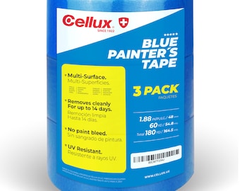 CELLUX 2 inch X 60 yd Masking Painters Tape, Blue - 3 Pack