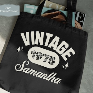 50th Birthday 1975 Tote Bag 50th Birthday Gifts 50th Birthday Party Bulk Gifts Birthday Tote Bag Vintage Shoulder Bag Custom Birthday Gifts
