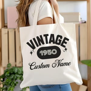 50th Birthday 1975 Tote Bag 50th Birthday Gifts 50th Birthday Party Bulk Gifts Birthday Tote Bag Vintage Shoulder Bag Custom Birthday Gifts