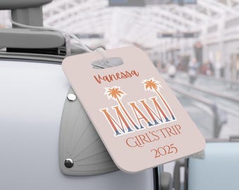 Personalized Girls Trip Luggage Tag: Custom Travel ID, Miami Destination