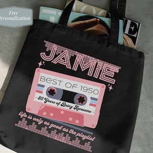 Custom 50th Birthday 1975 Tote Bag 50th Birthday Gift 50th Birthday Party Bulk Gift Birthday Tote Retro Shoulder Bag Custom Birthday Gift