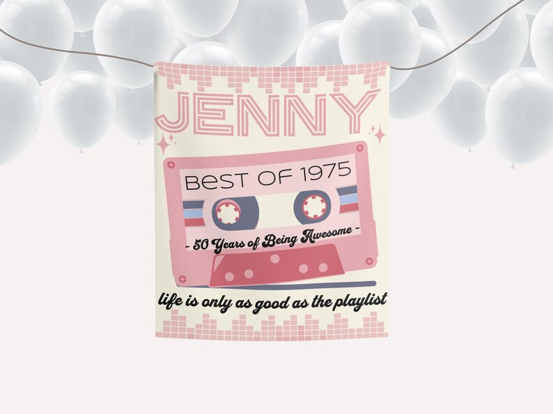 Personalized 50th Birthday Banner: Vintage 1975 Retro Party Decor - Etsy