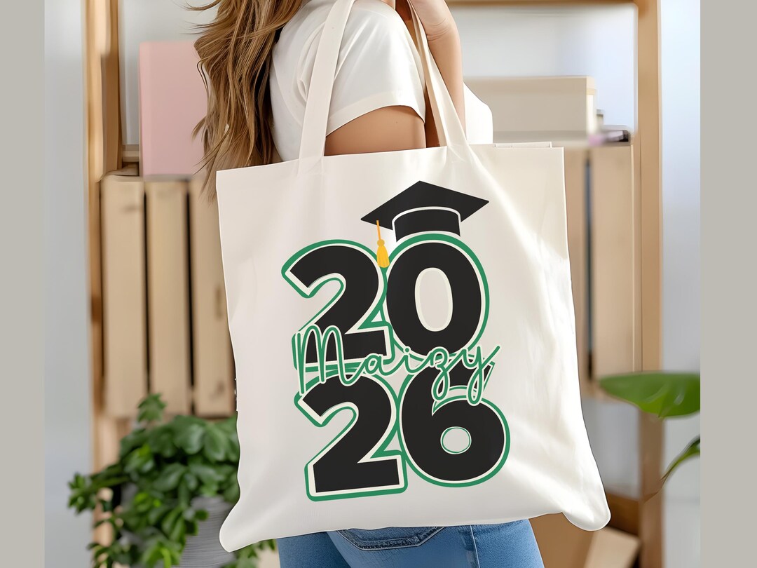 Graduation 2026 Tote Bag Custom School Colors Personalized Name Cotton ...