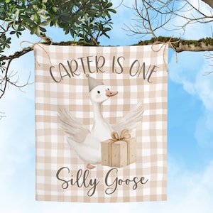 Custom One Silly Goose Birthday Personalized Banner 1st Birthday Silly Goose Party Decor Photo Backdrop Goose Banner First Birthday Ideas