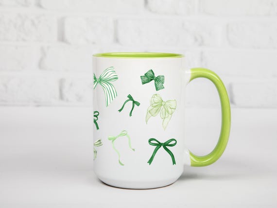 Green Coquette Mug St Patricks Day Mug Colorful Coffee Cup Tea Mug Irish Gift Lucky Charm Mug Cute St Patricks Day Gift for Coffee Lovers