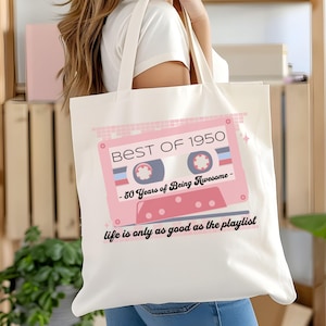 50th Birthday 1975 Tote Bag 50th Birthday Gifts 50th Birthday Party Bulk Gifts Birthday Tote Bag Retro Shoulder Bag Custom Birthday Gifts