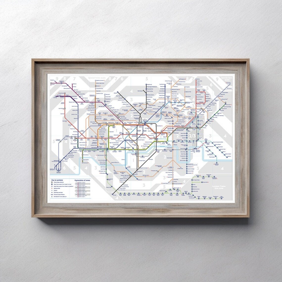 London Underground Tube Map Art Print Rail Wall Art Print Map Poster London Underground Tube Map Art Print Rail Wall Art Print Map Poster