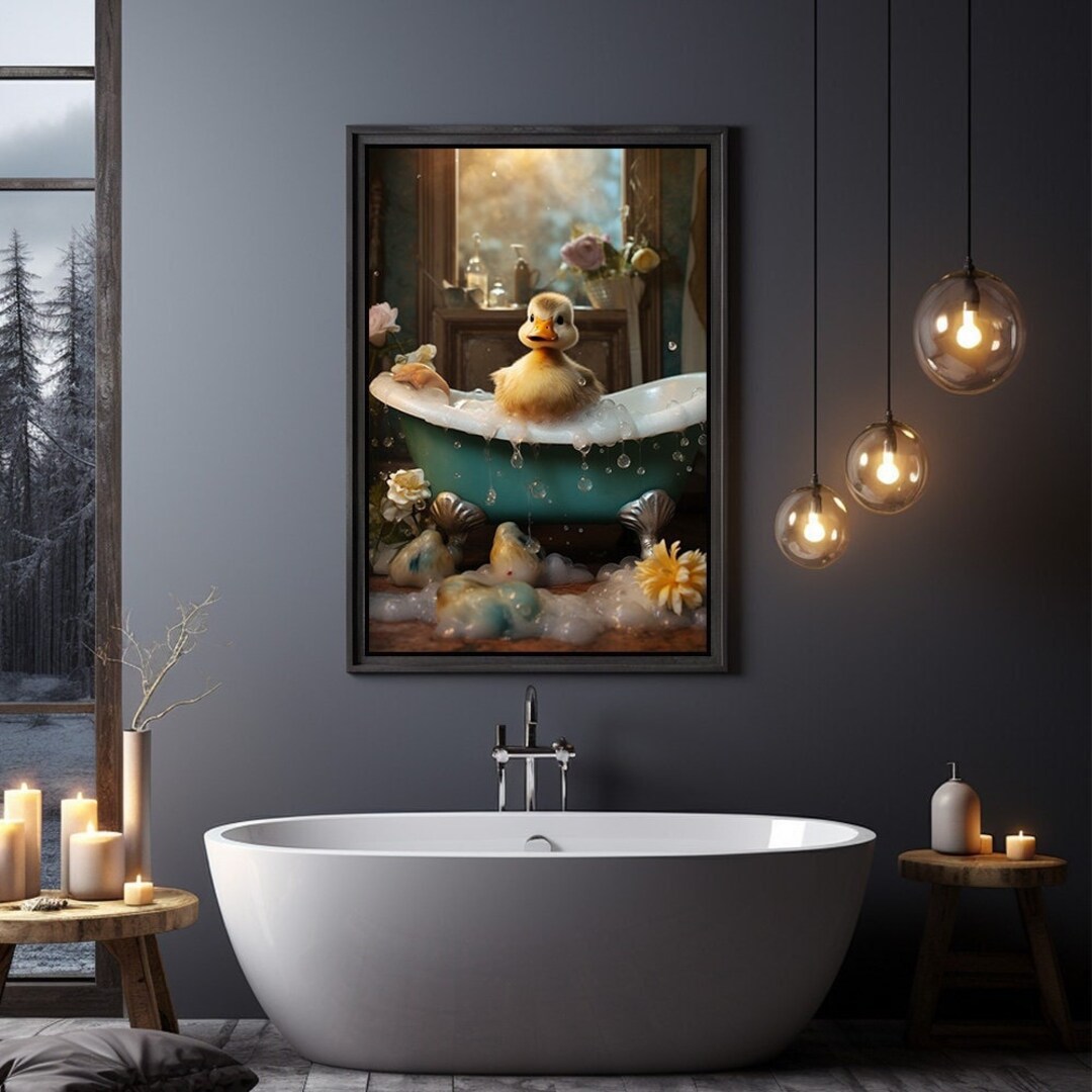 Duck in the Bath Tub Funny Victorian Bathroom Print Wall Art Poster - Etsy