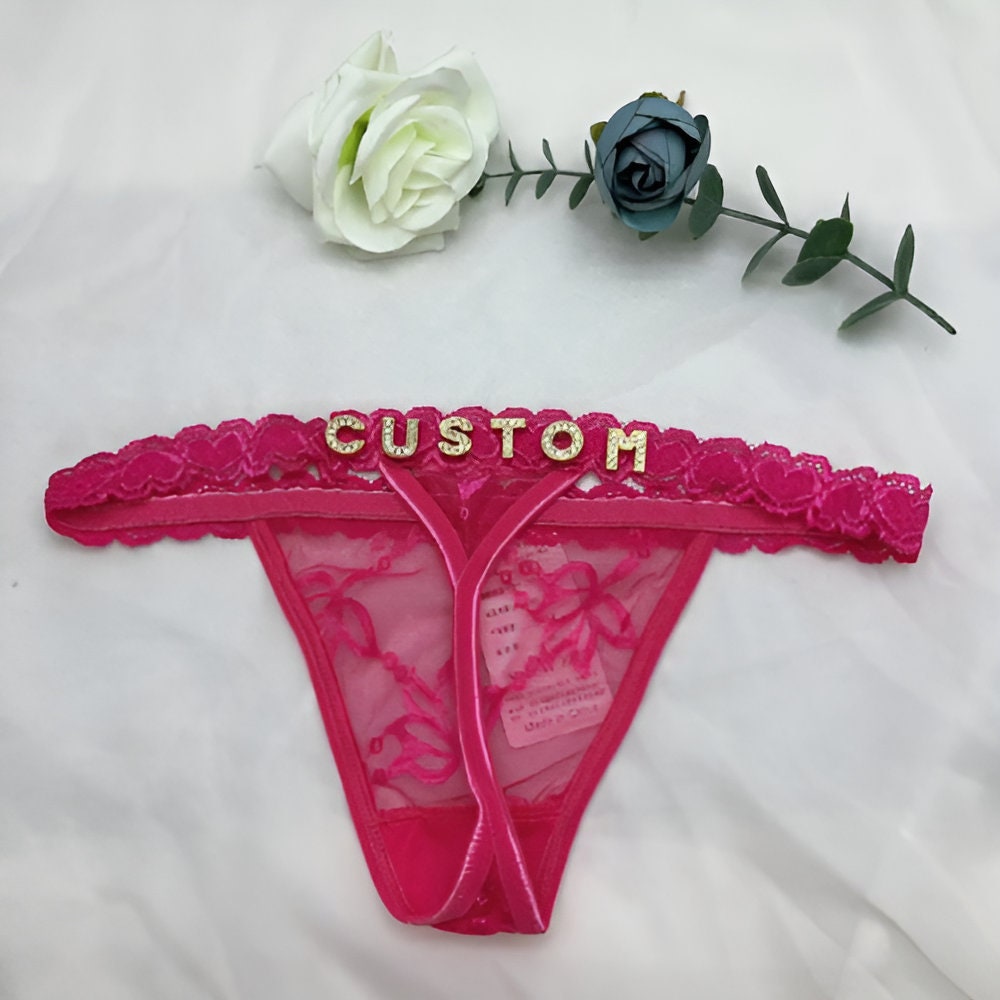Buy Personalized Thong With Name, Lace Thongs With Crystal Letter