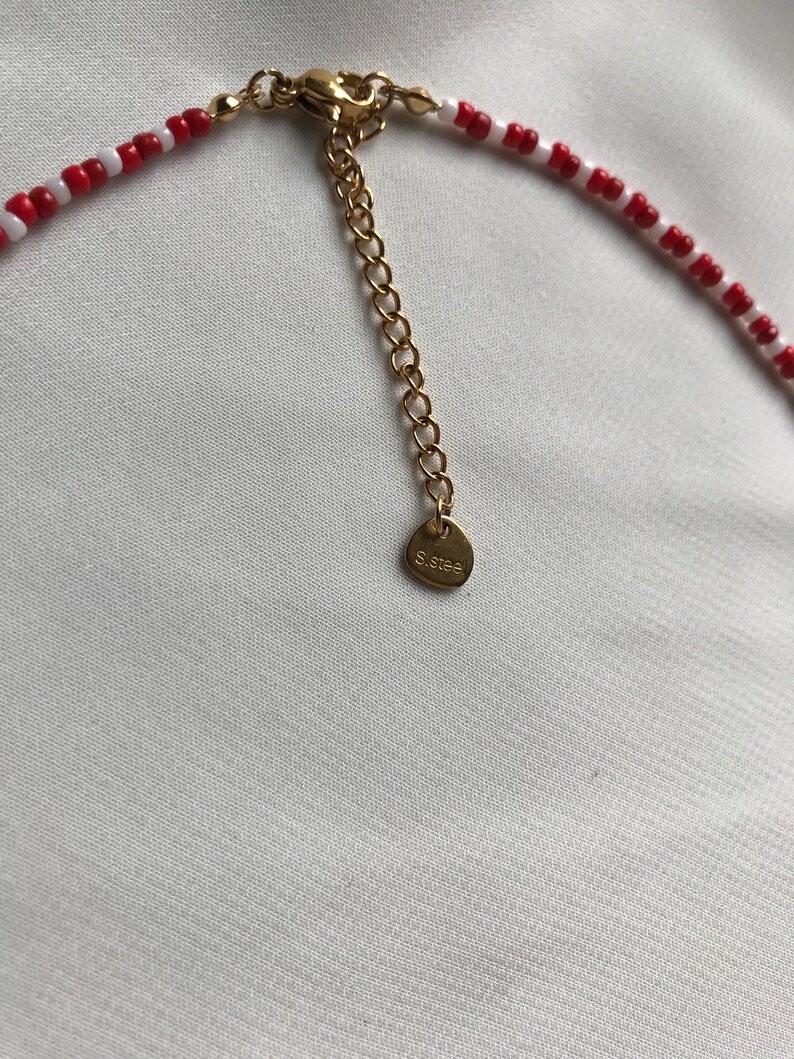 Rode boho kralen ketting kralen ketting gemengde rode kralen ketting zaad kralen ketting kralen kettingen mix kralen ketting afbeelding 3