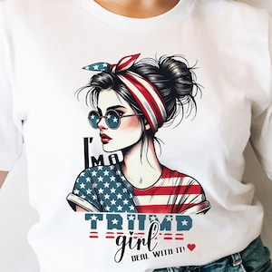 Trump American Shirt Donald Trump Support Shirt Women Funny Trump TShirt for Her Maga Merch Republican Gift Patriotic Tee USA Flag T-Shirt