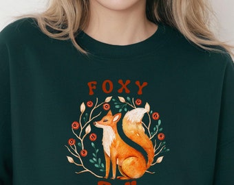 Herbst Sweatshirt niedlichen Fuchs Shirt für Frauen Forestcore Rundhalsausschnitt Floral Pullover Gemütliche Cottagecore Geschenke für sie Thanksgiving Woodland Natur