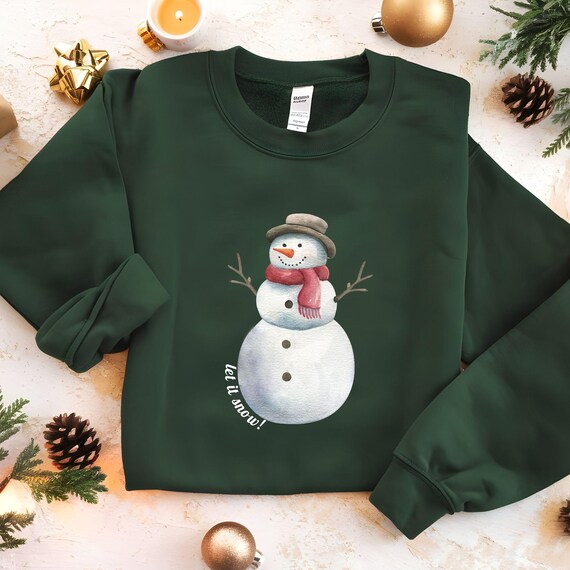 Snowman Sweatshirt Let It Snow Shirt Holiday Party Sweater Vintage