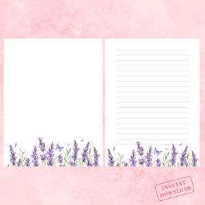 Wildflower Paper Floral Paper Botanical Journal Floral Note Pages Digital Diary Paper Instant Download Letter Writing Paper Lined Unlined