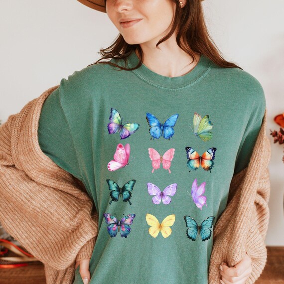 Butterfly Shirt Vintage Butterfly Tshirt Comfort Colors Colorful