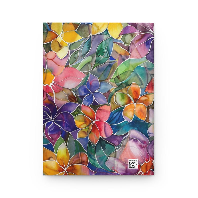 Botanical Journal Journaling Gift for Writer Floral Notebook Stained Glass Flowers Note Book for Women Hardcover Diary Poetry Writing Gift image 4