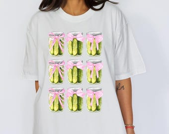 Vintage Pickle Shirt Comfort Colors T Shirt Canned Pickles Jar Graphic T-shirt Fun Gift for Foodies Summer BBQ Top Trendy Oversized Top