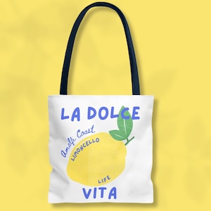 Bolso de mano Limoncello La Dolce Vita Costa de Amalfi Regalo Amante del limón Bolso de compras de moda Italia Costera Nieta Verano europeo Estética