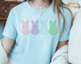 Camiseta de conejito pastel, linda camiseta de Pascua, camiseta de primavera, camiseta para amantes de los conejos, camiseta de búsqueda de huevos de regalo, camiseta de conejo, atuendo retro de feliz Pascua